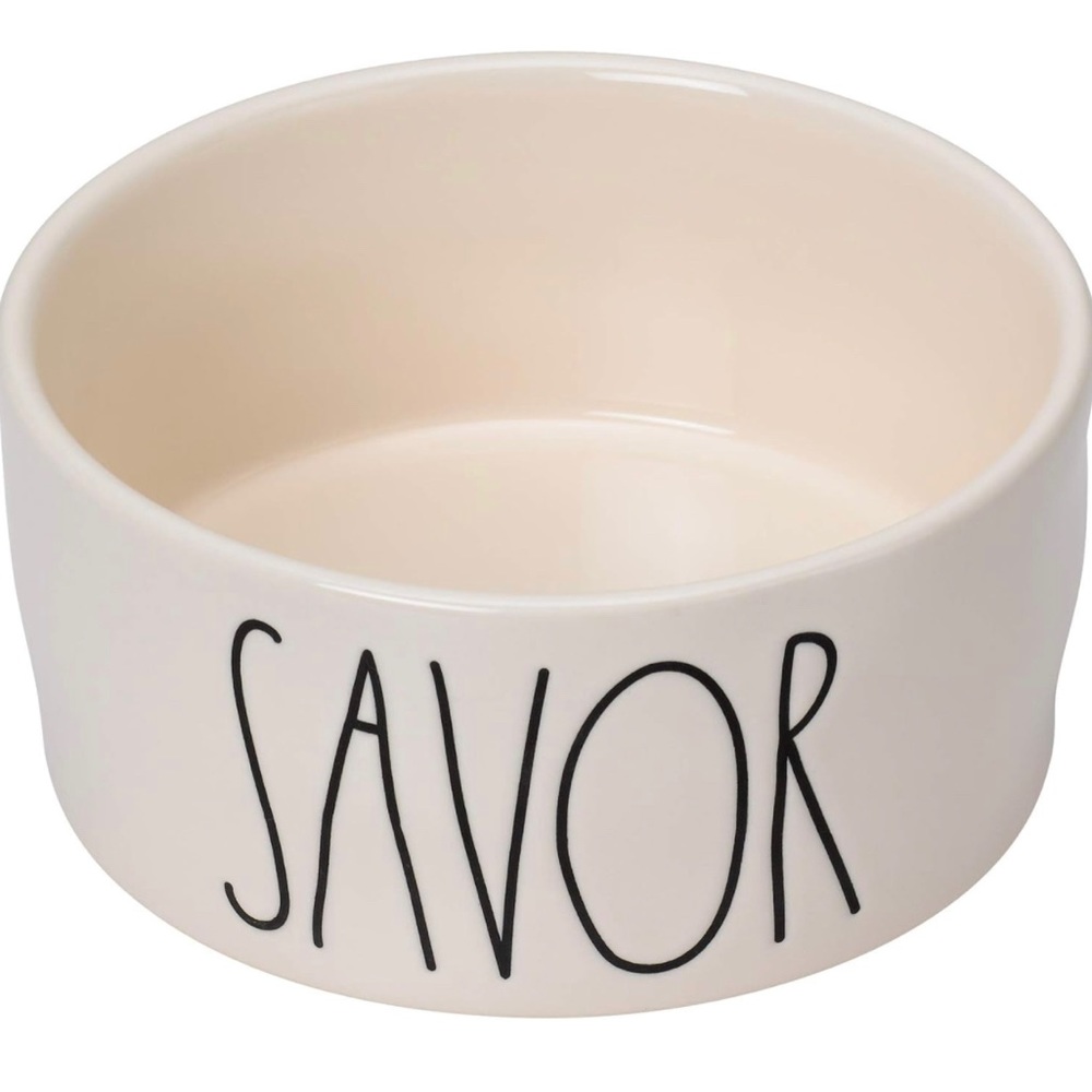Rae Dunn "Savor" Dog Food Dish Bowl
